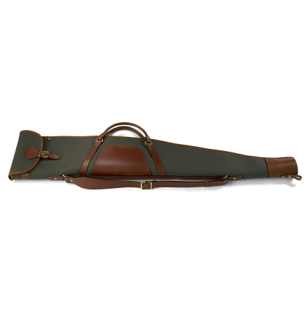 Croots Rosedale Canvas Rifle slip Flap/Zip 122cm Green w brown leather