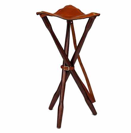 Laksen Teak and Leather Tripod Chocolate 80 cm