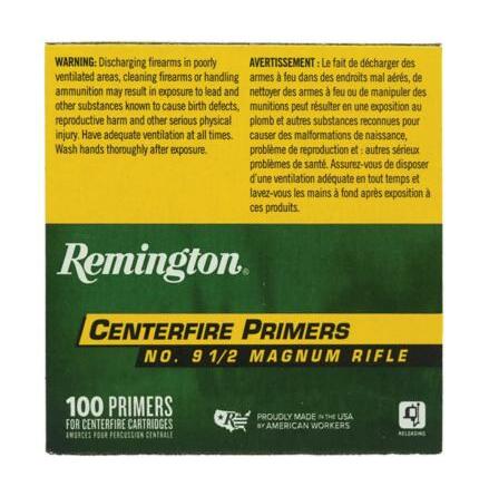 Remington Centerfire Primers No.9 1/2 Magnum Rifle