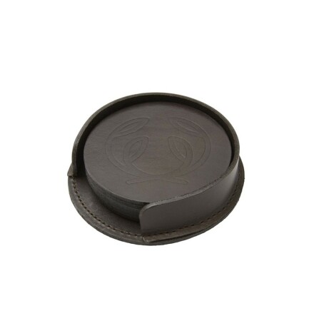 Chevalier After Hunt Coaster Set Leather Brown