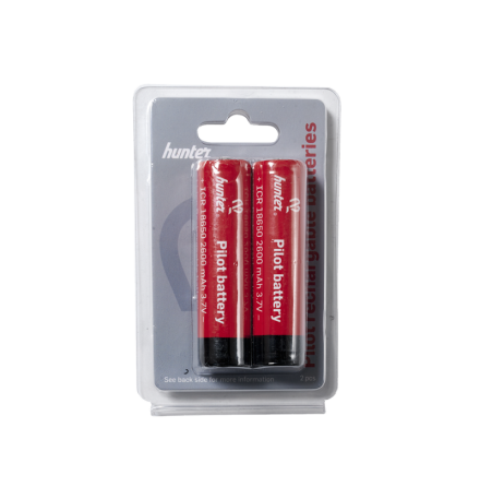 Batteri 18650, Hunter PILOT (3,7V / 2600mAh), 2st
