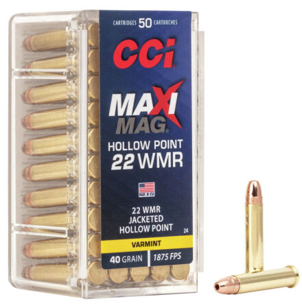 CCI Rimfire Ammunition 22 WMR Maxi-Mag JHP 40gr 50/Box