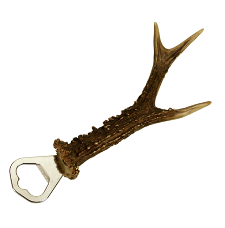 Bottle opener with roa deer antler