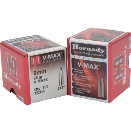 Hornady V-max 6mm/.243 65gr 100st