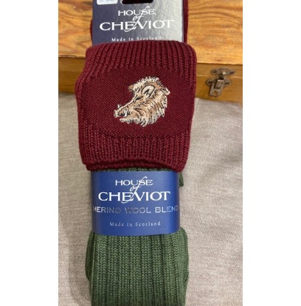 House of Cheviot Lomond Sock, broderat djurmotiv. 