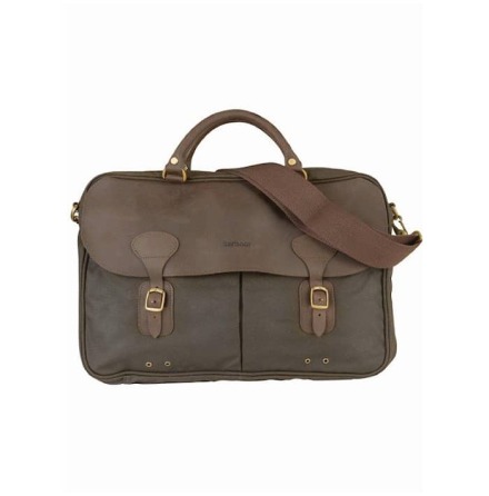 Barbour Wax Leather Briefcase Olive