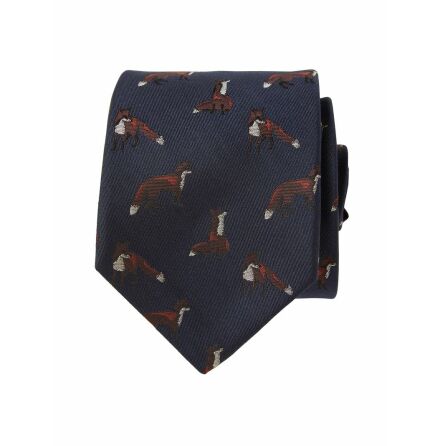 Chevalier Dixter Silk Tie Dark Navy Foxes