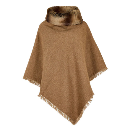 Dubarry Silverfir Ponco med krage Camel Twill
